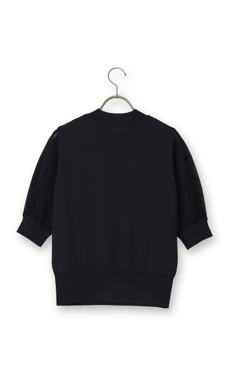 ハイネックシアースリーブニット【5分袖】【アンサンブル着用可】 ネイビー S