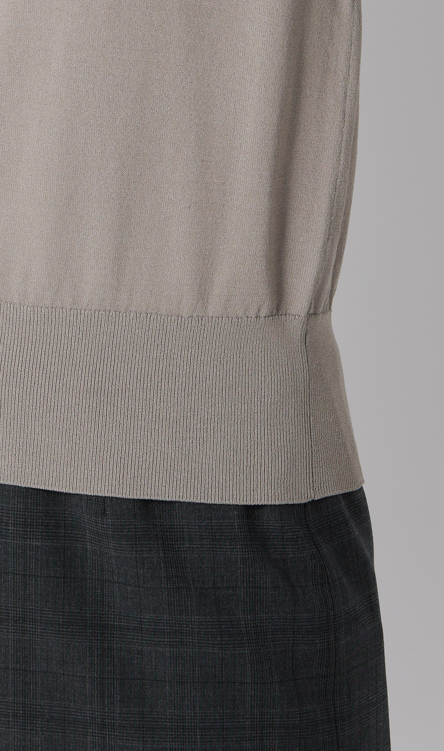 ハイネックシアースリーブニット【5分袖】【アンサンブル着用可】 グレージュ S