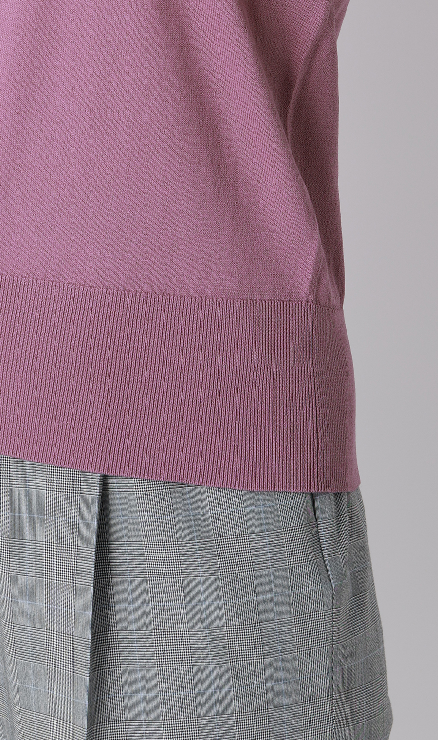 ハイネックシアースリーブニット【5分袖】【アンサンブル着用可】 ピンク S