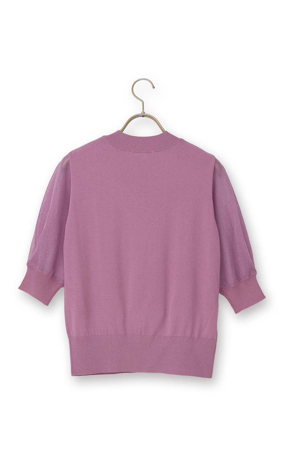 ハイネックシアースリーブニット【5分袖】【アンサンブル着用可】 ピンク S