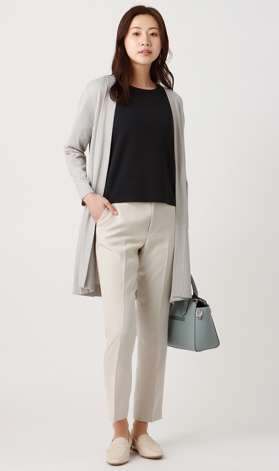 ロングトッパーカーディガン《長袖》 グレー S