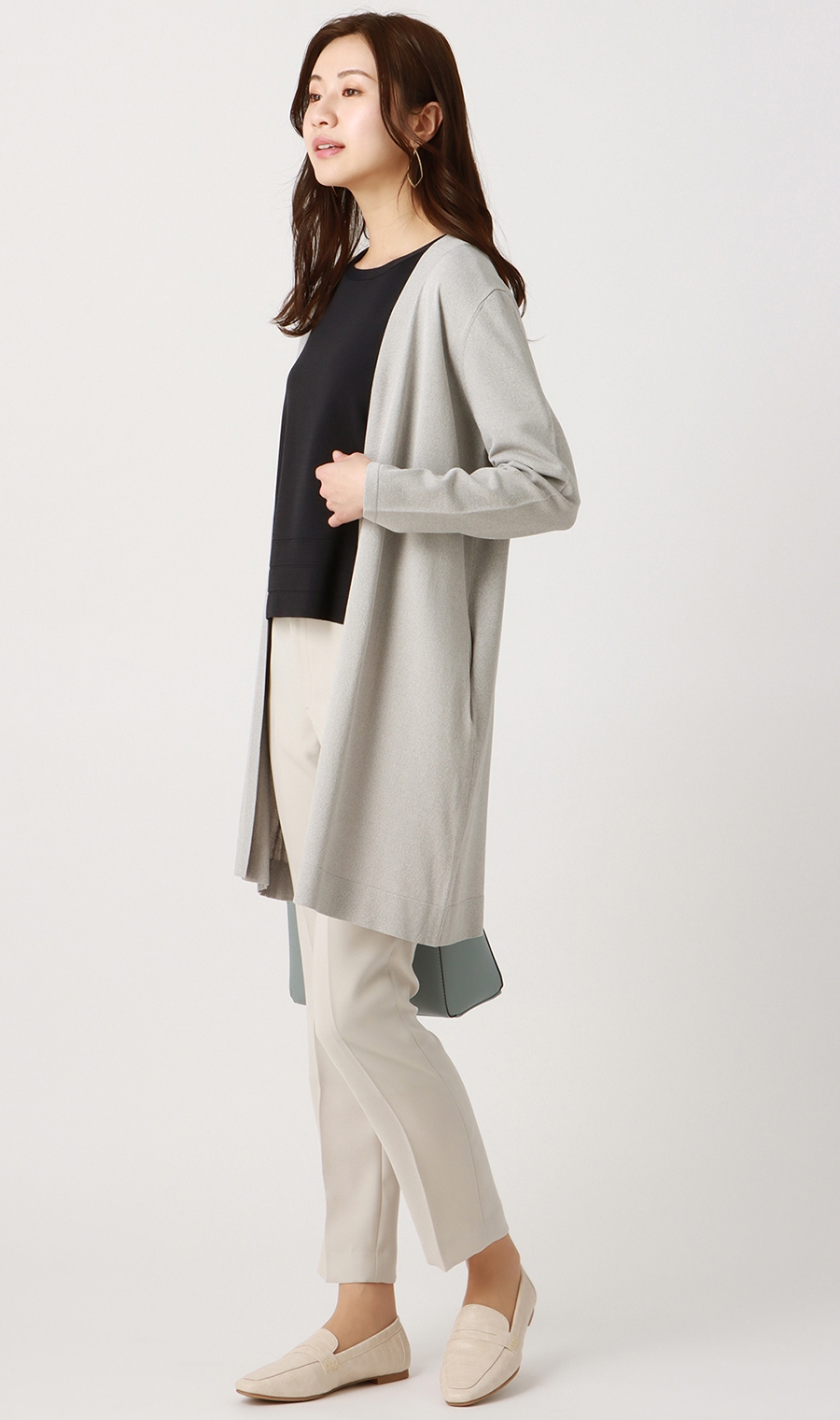 ロングトッパーカーディガン《長袖》 グレー S