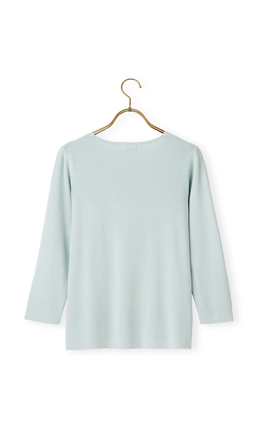 Vネックフルニードルニット【7分袖】 サックス M