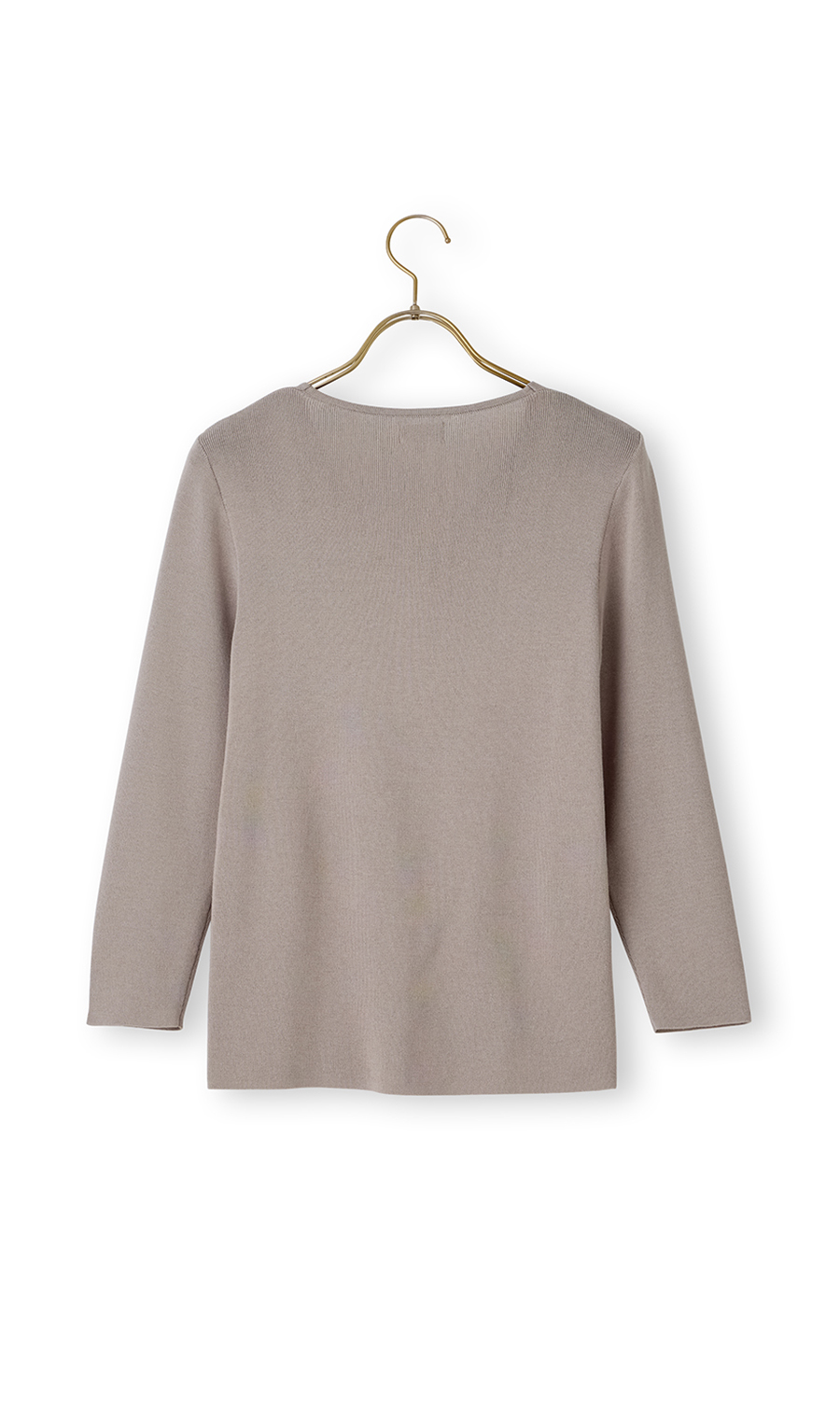 Vネックフルニードルニット【7分袖】 ベージュ S