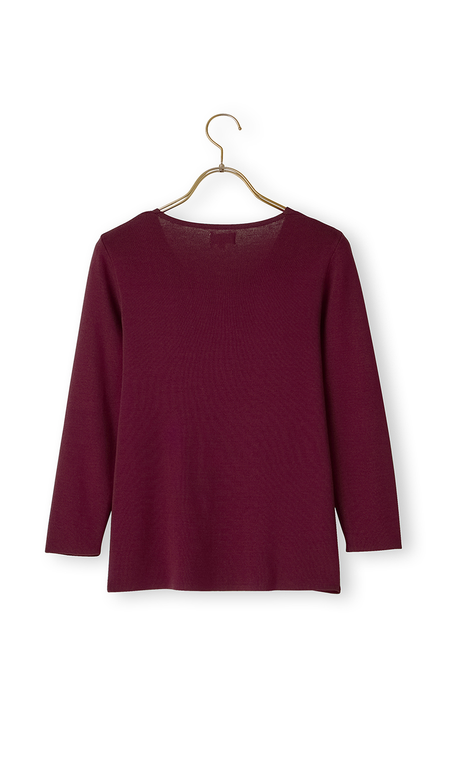 Vネックフルニードルニット【7分袖】 ワイン L