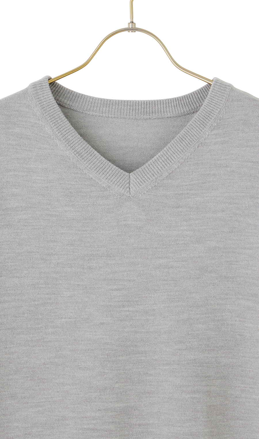 【毛玉CLEARニット】Vネック天竺ニット グレー LL