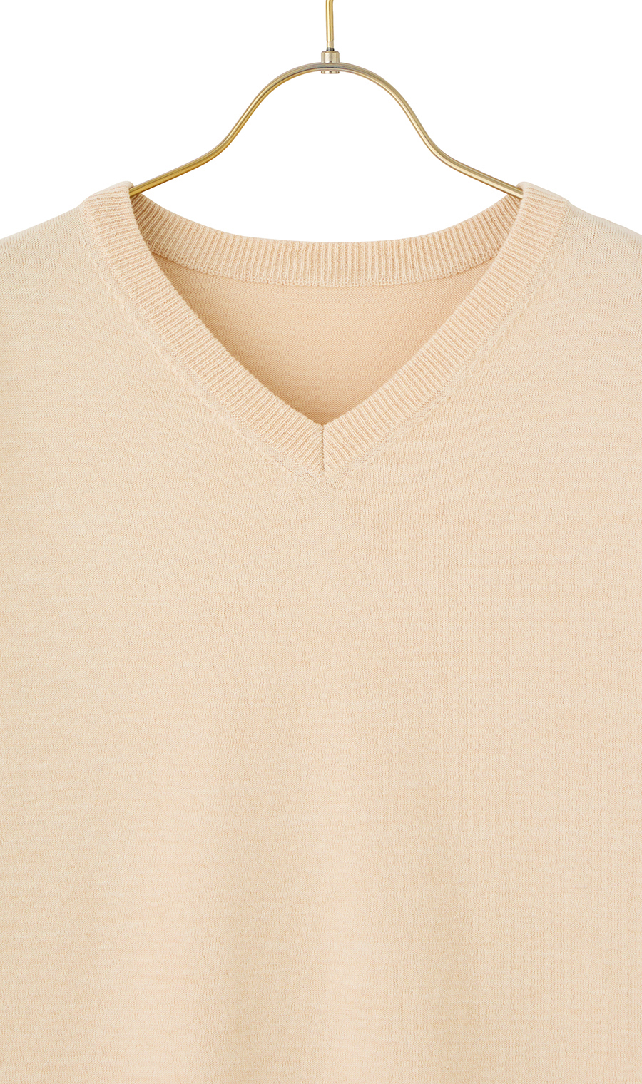 【毛玉CLEARニット】Vネック天竺ニット ベージュ S