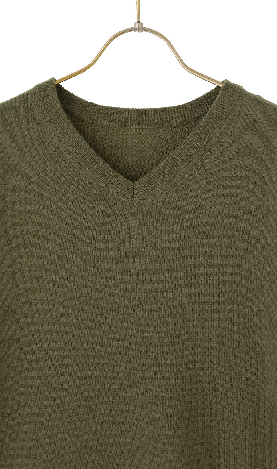 【毛球CLEAR針織】 V領平針織卡其色S