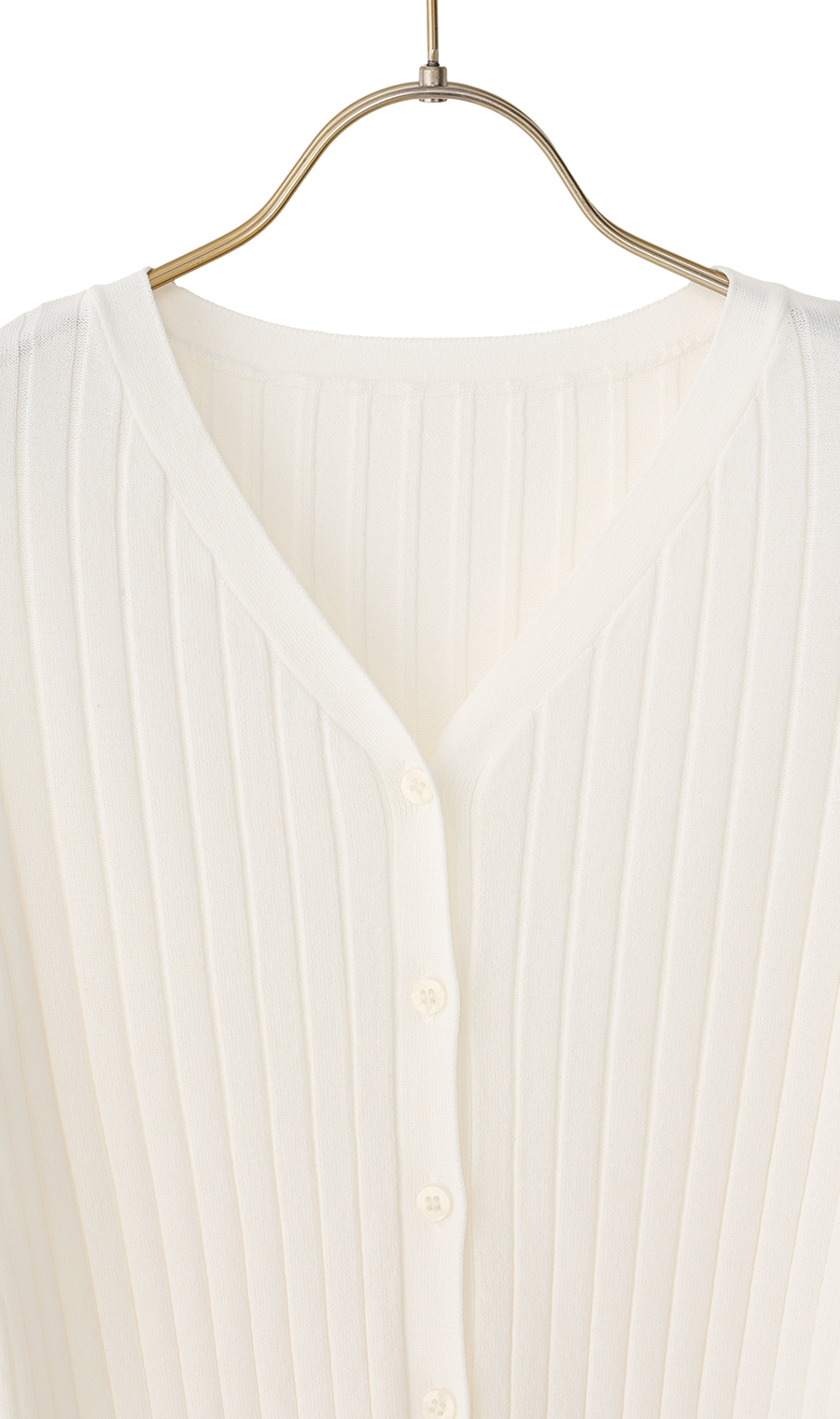 Vネックワイドリブカーディガン【長袖】 ブラック M