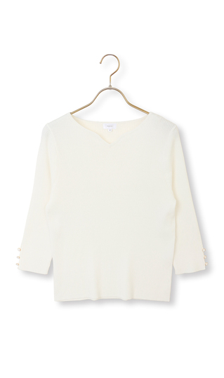 ハートネックリブニット【7分袖】