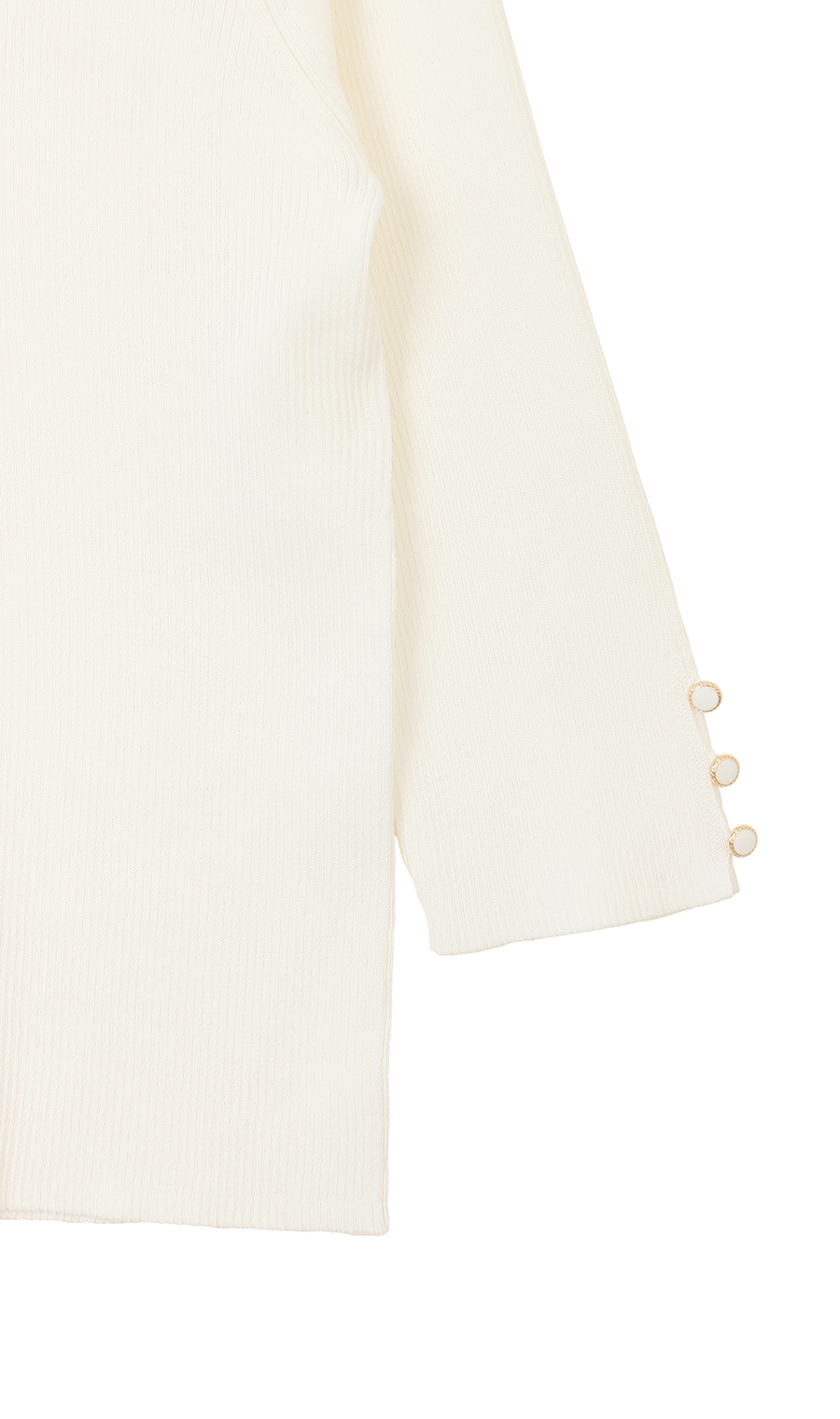 ハートネックリブニット【7分袖】 ホワイト M