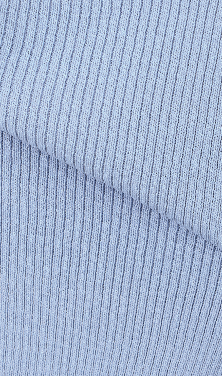 ハートネックリブニット【7分袖】 ブルー M