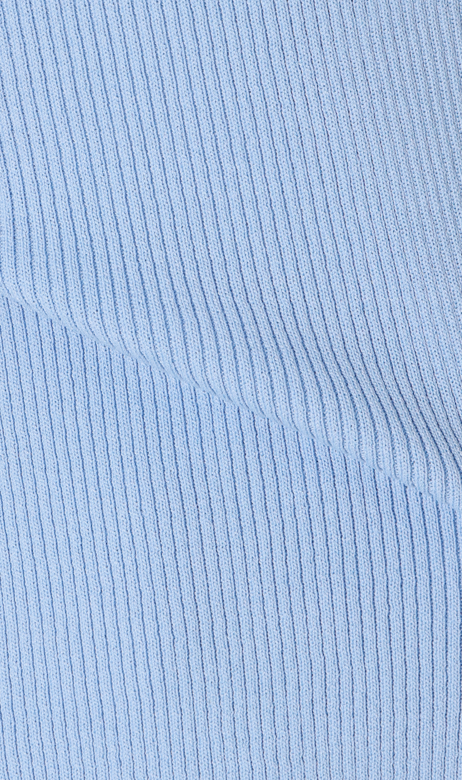 ハートネックリブニット【7分袖】 ブルー S