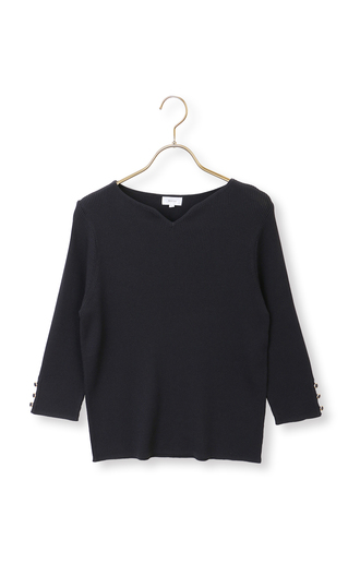 ハートネックリブニット【7分袖】