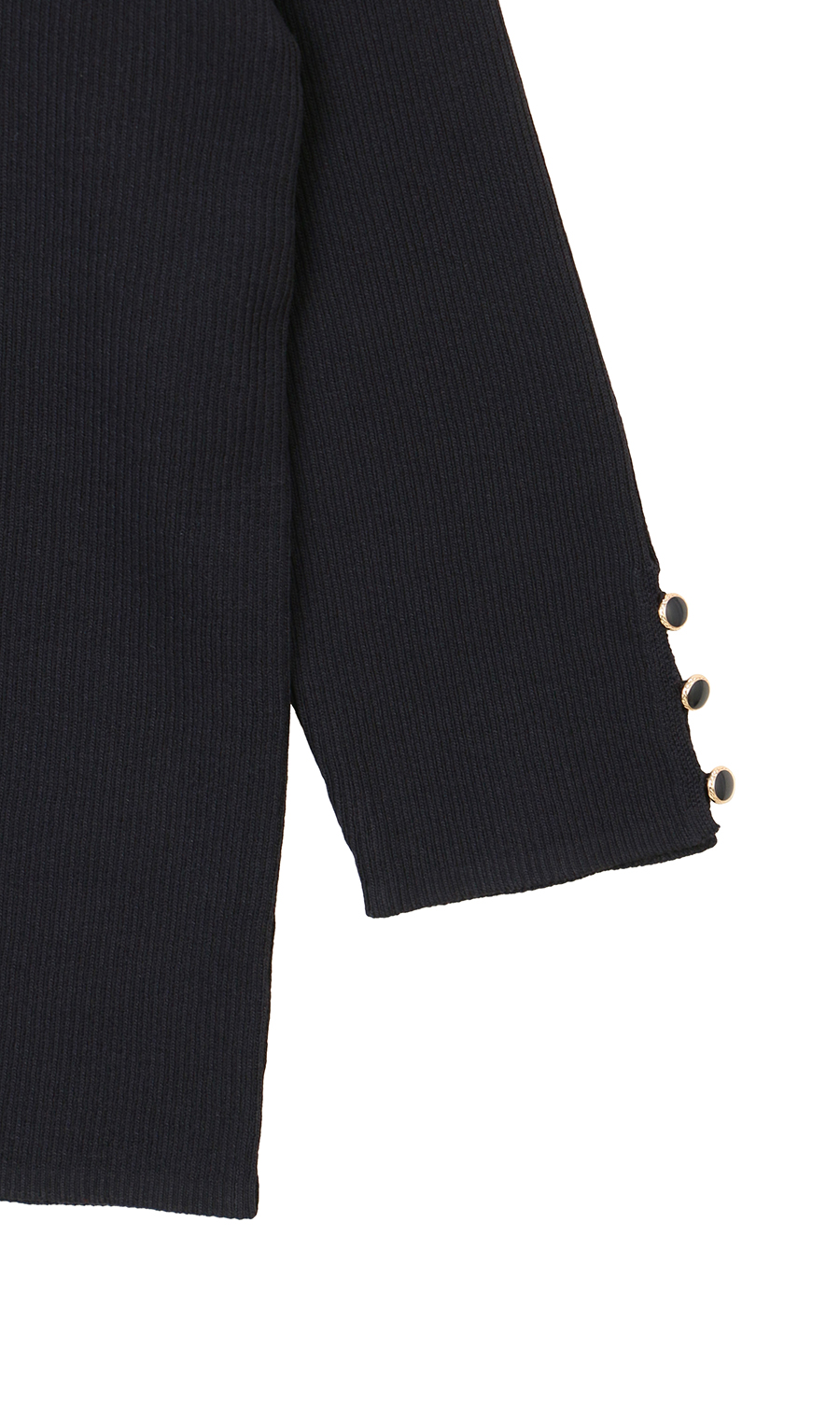 ハートネックリブニット【7分袖】 ネイビー M