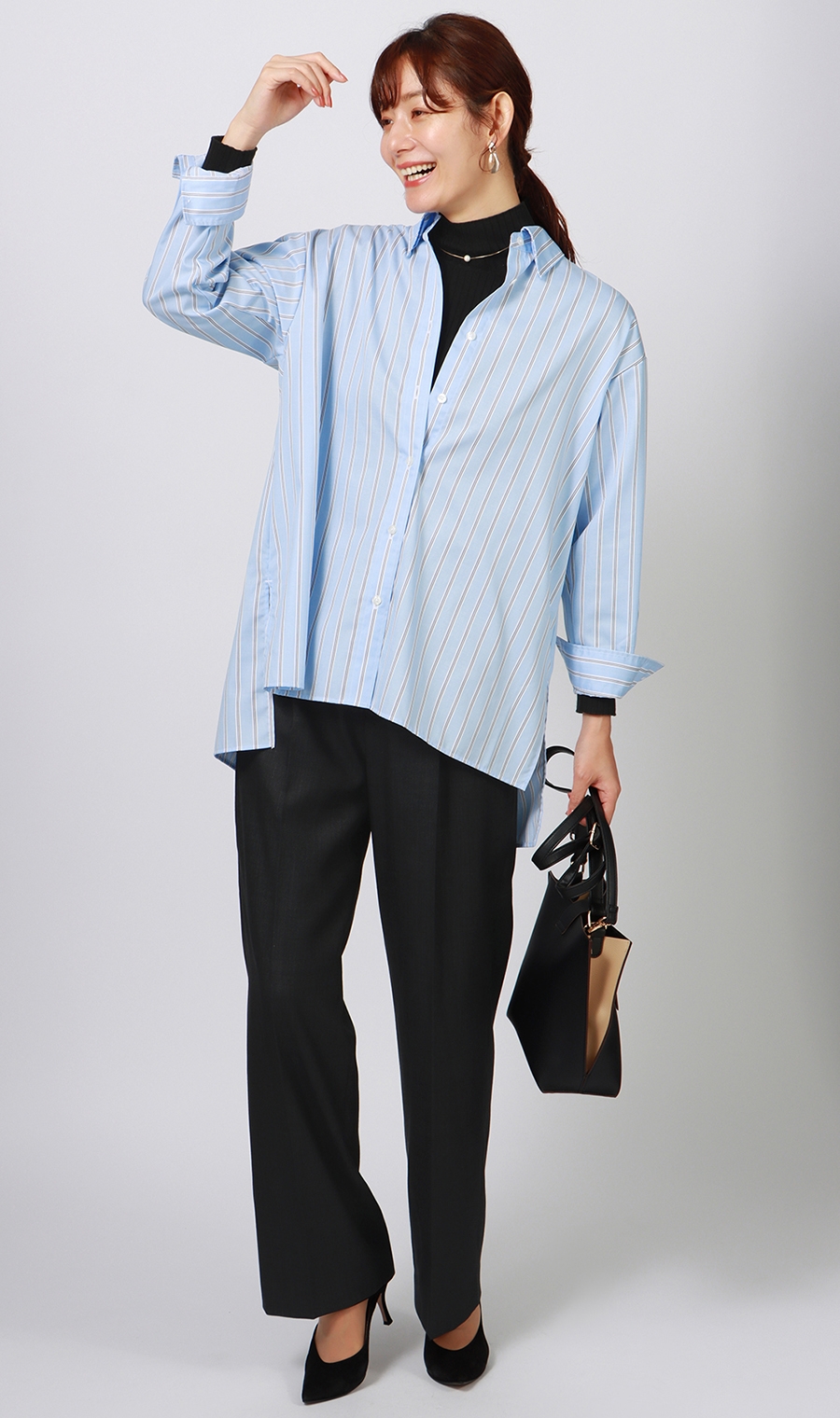 タートルネックニットプルオーバー《長袖》 ブラック S