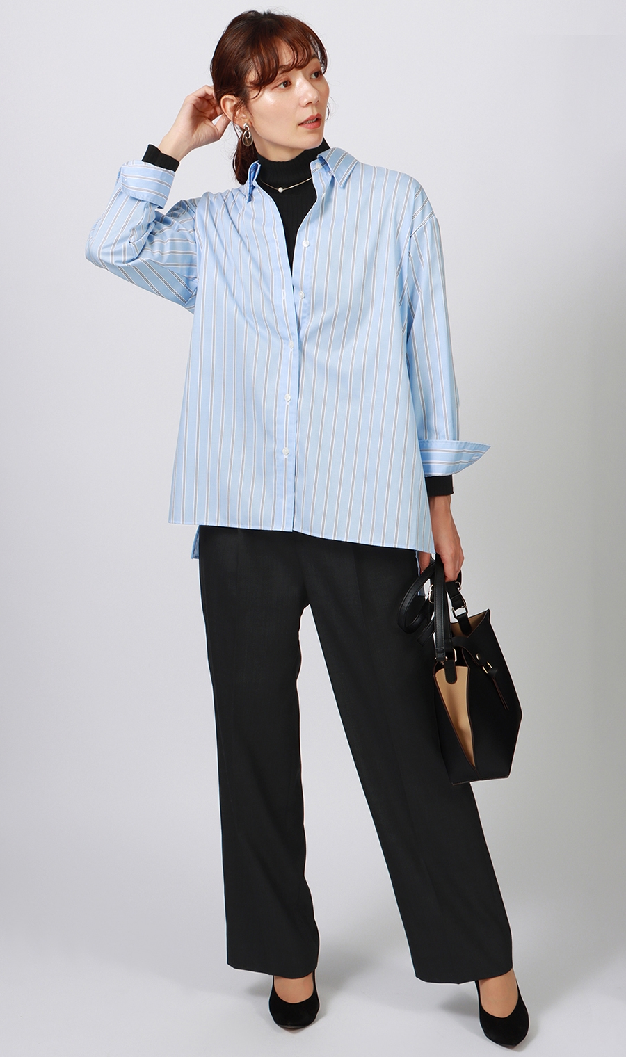 タートルネックニットプルオーバー《長袖》 ブラック S