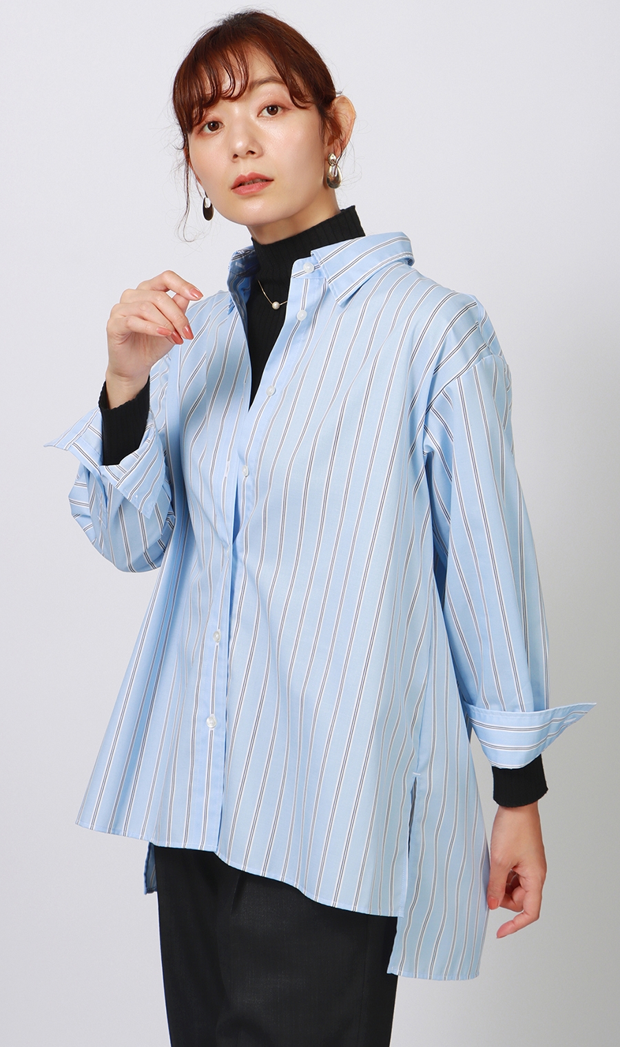 タートルネックニットプルオーバー《長袖》 ブラック S