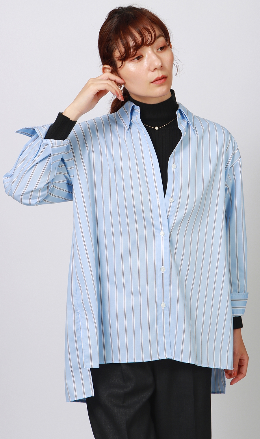 タートルネックニットプルオーバー《長袖》 ブラック S