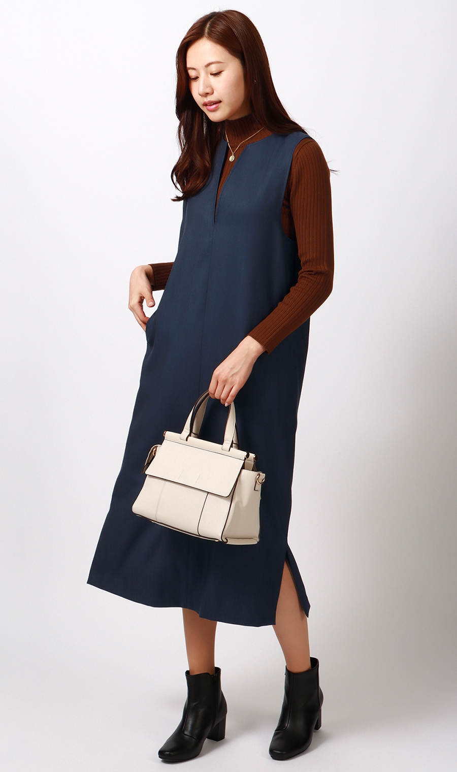 タートルネックニットプルオーバー《長袖》 ブラウン S