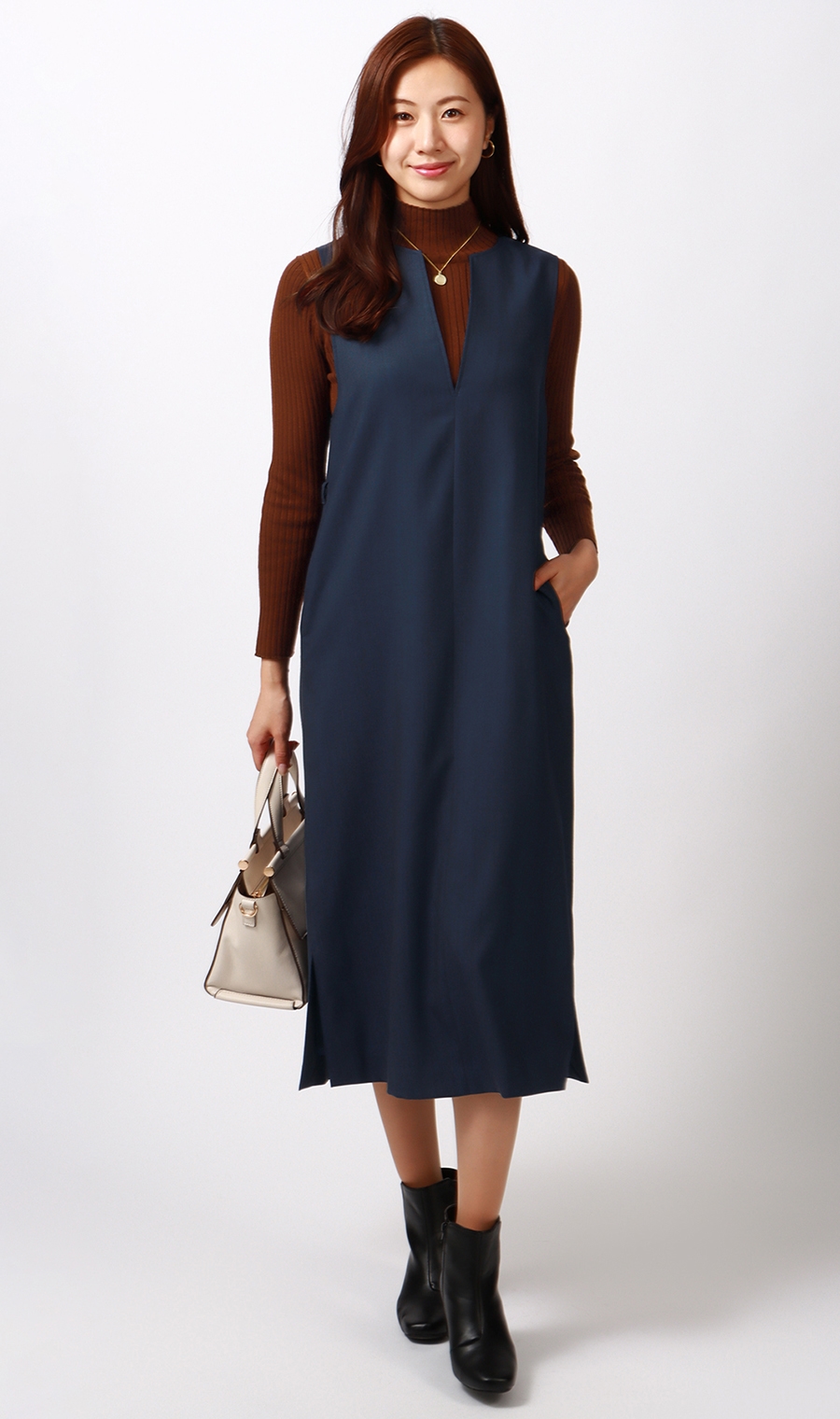 タートルネックニットプルオーバー《長袖》 ブラウン S