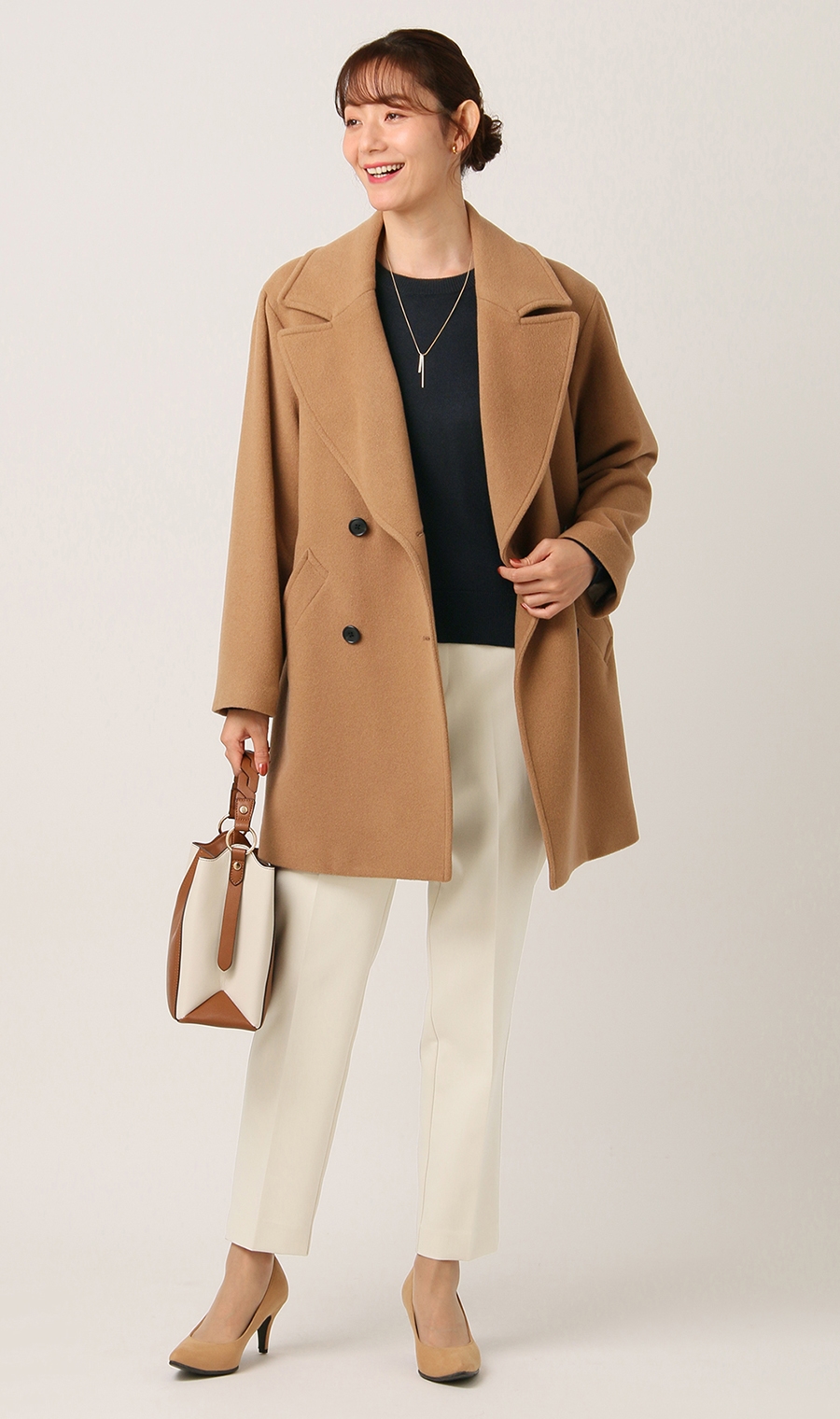 クルーネックニットプルオーバー《長袖》 ネイビー S