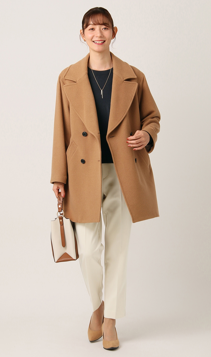 クルーネックニットプルオーバー《長袖》 ネイビー S