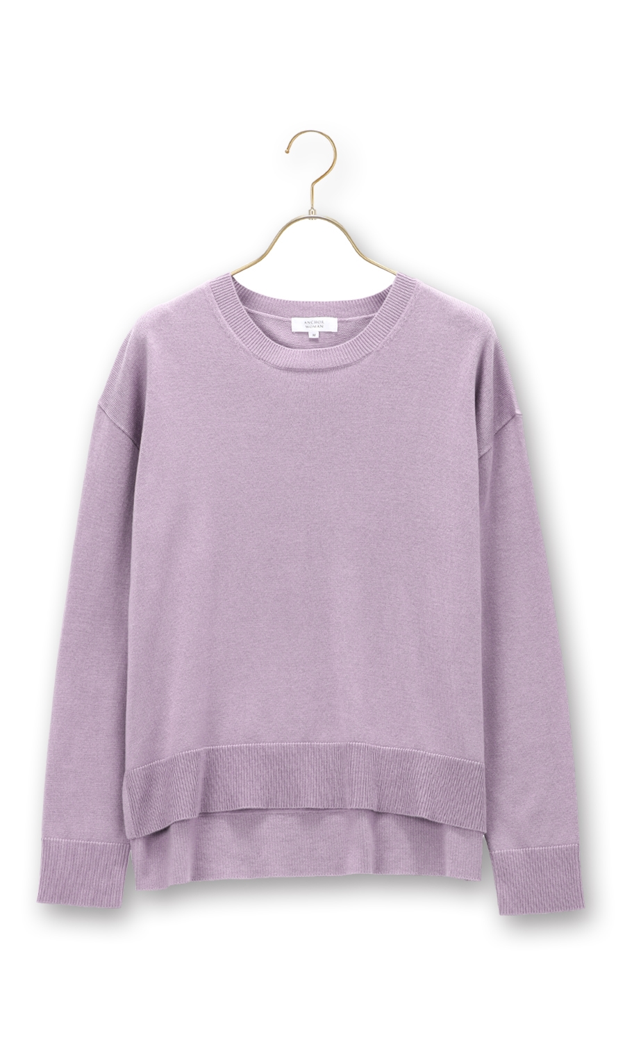 クルーネックニットプルオーバー《長袖》 パープル S