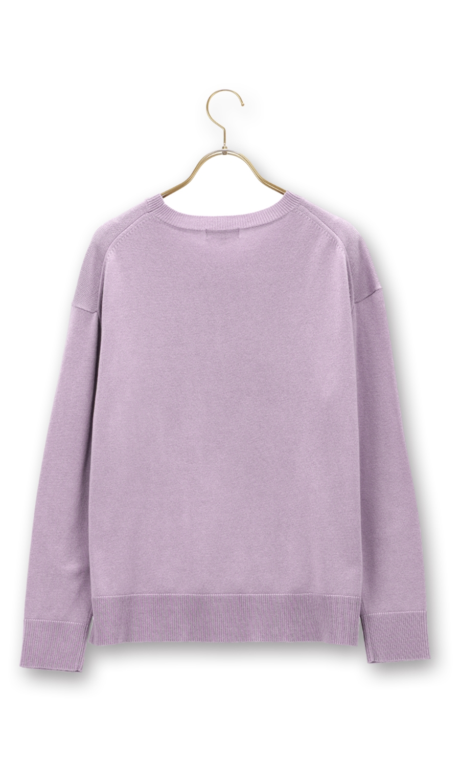 クルーネックニットプルオーバー《長袖》 パープル S