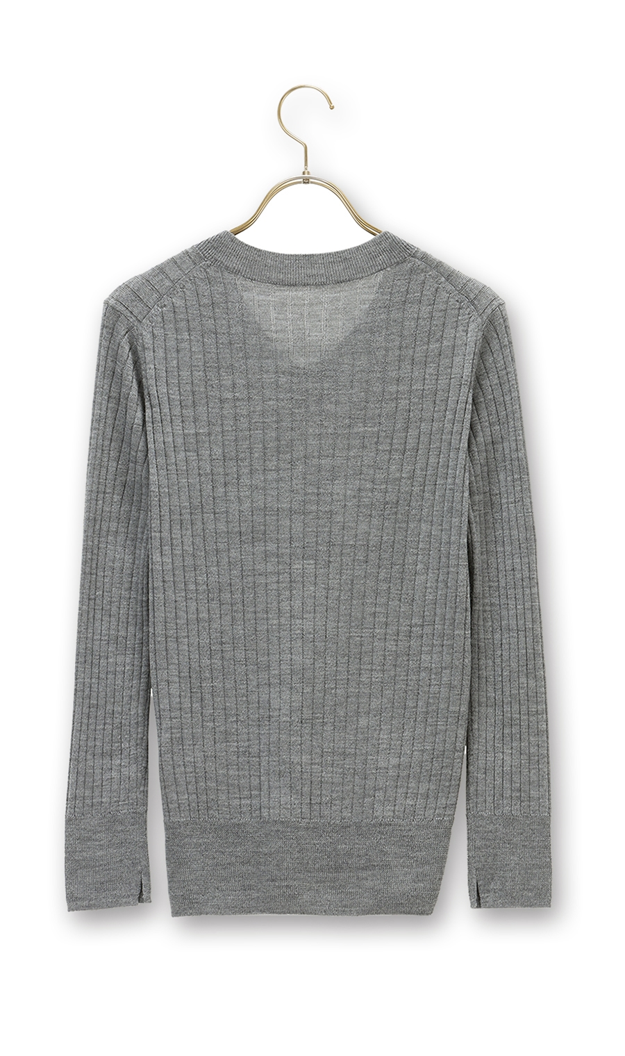 《毛玉CLEARニット》リブVネックプルオーバー《#すごセーター》 グレー S