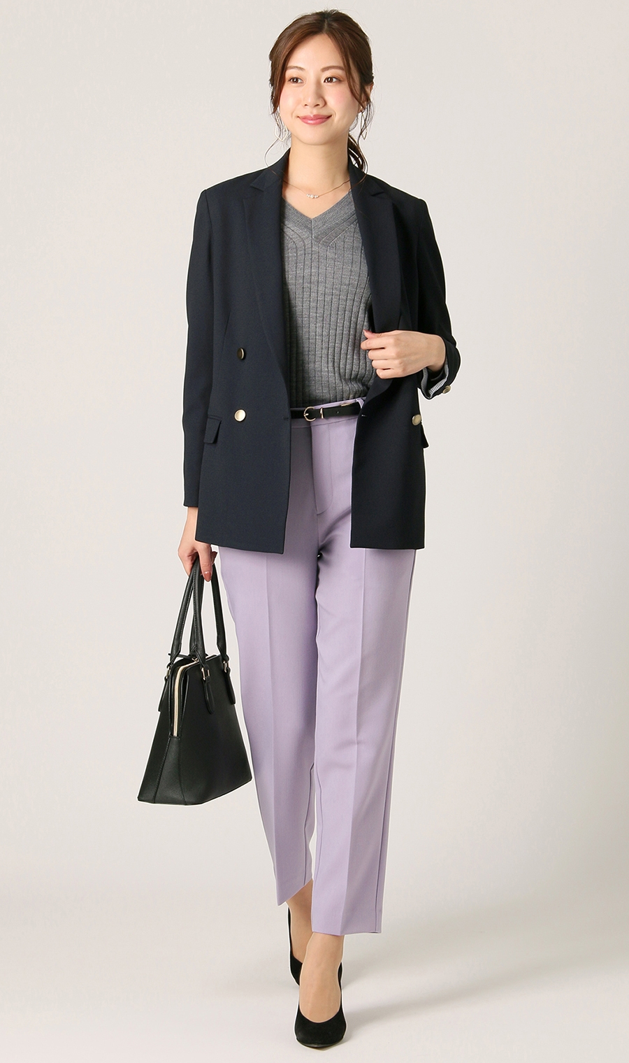 《毛玉CLEARニット》リブVネックプルオーバー《#すごセーター》 グレー S