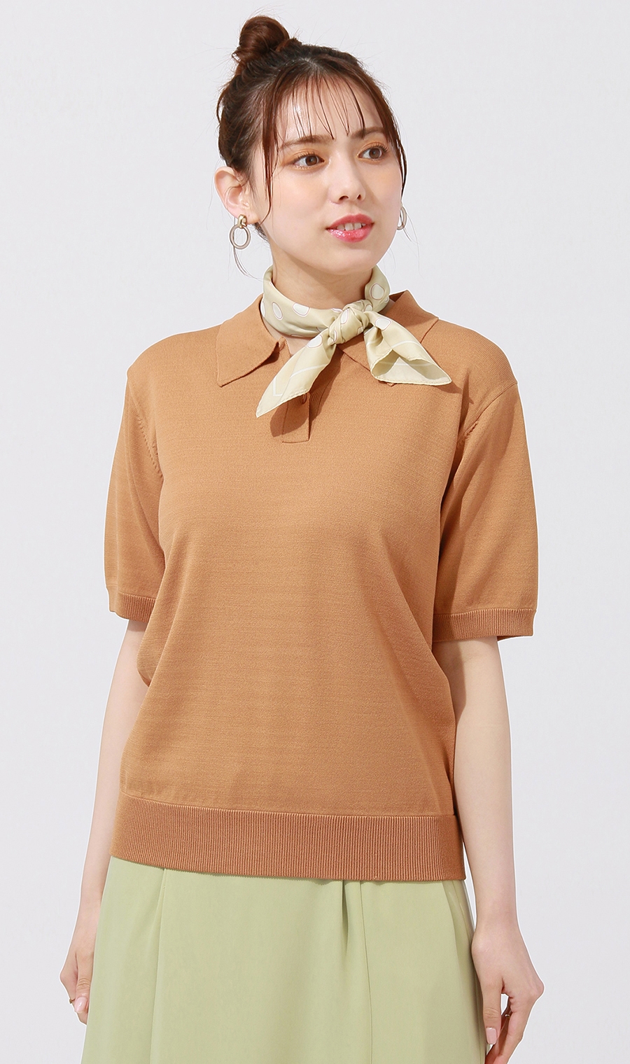ニットポロシャツ《半袖》《WEB・一部店舗限定》 ブラウン系 M