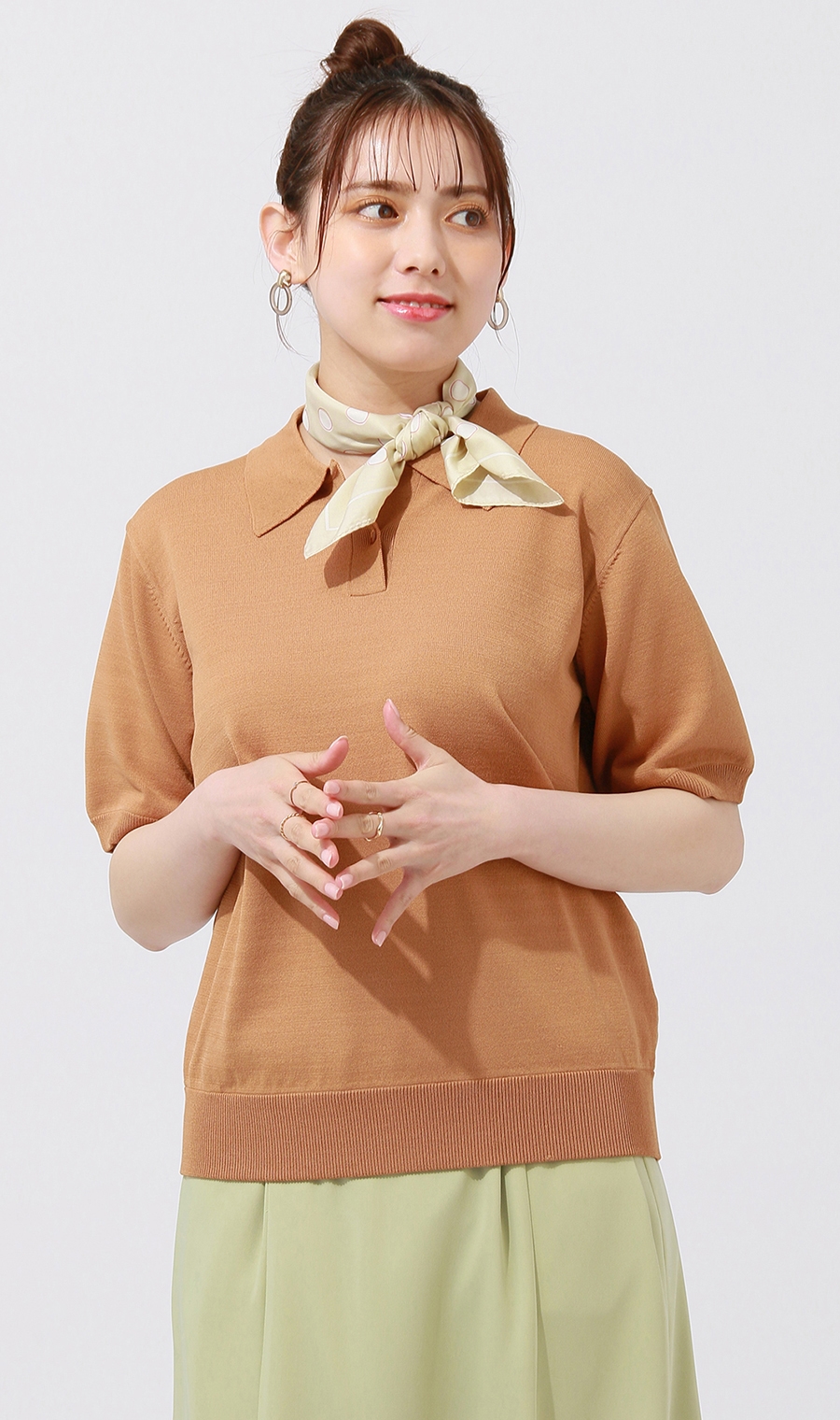 ニットポロシャツ《半袖》《WEB・一部店舗限定》 ブラウン系 M