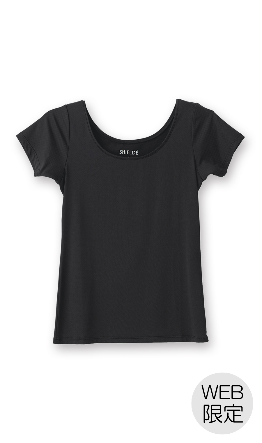 脇汗パット付UネックTシャツ【レディース】【SHIELDE】【WEB限定】 ブラック M