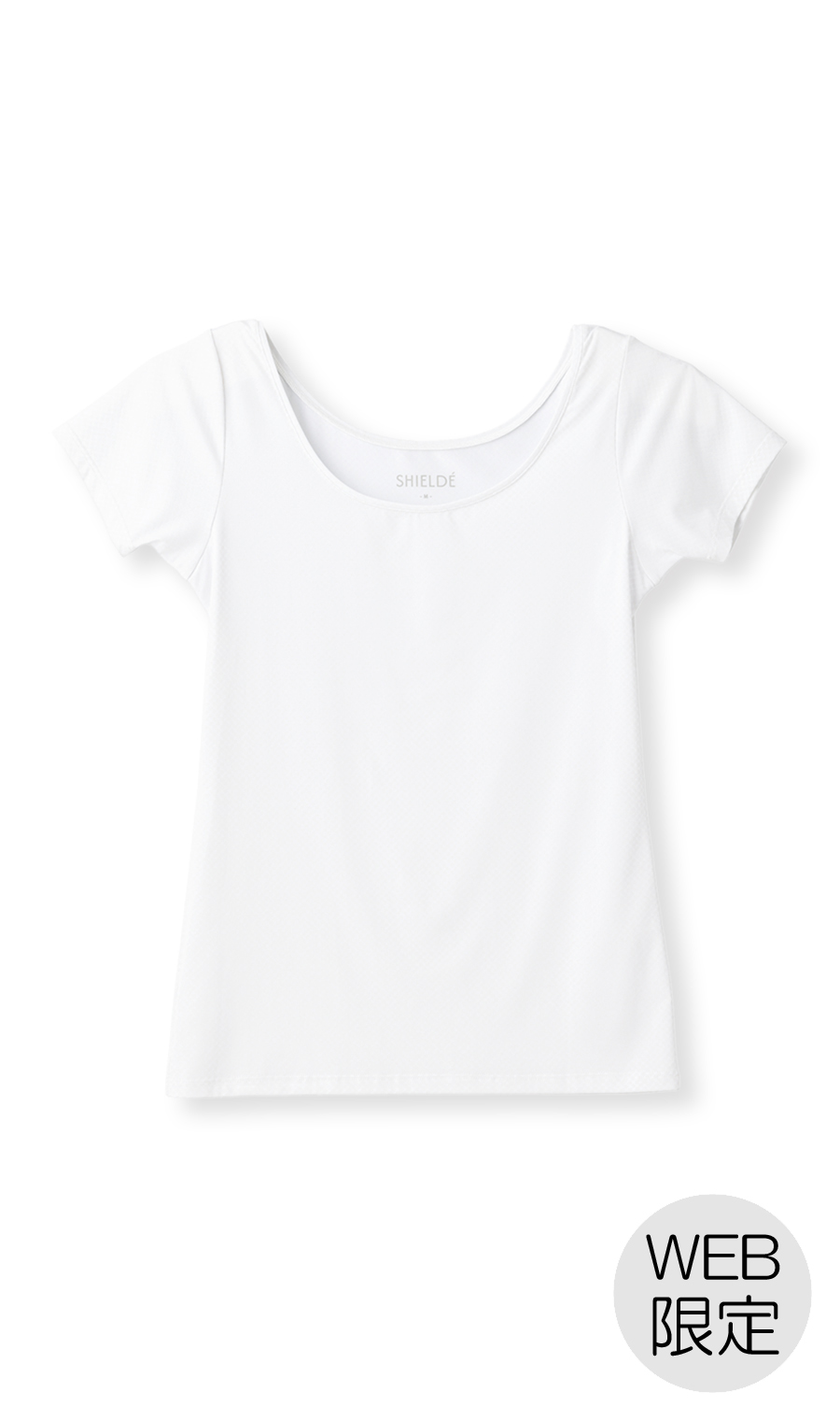 脇汗パット付UネックTシャツ【レディース】【SHIELDE】【WEB限定】 ホワイト M